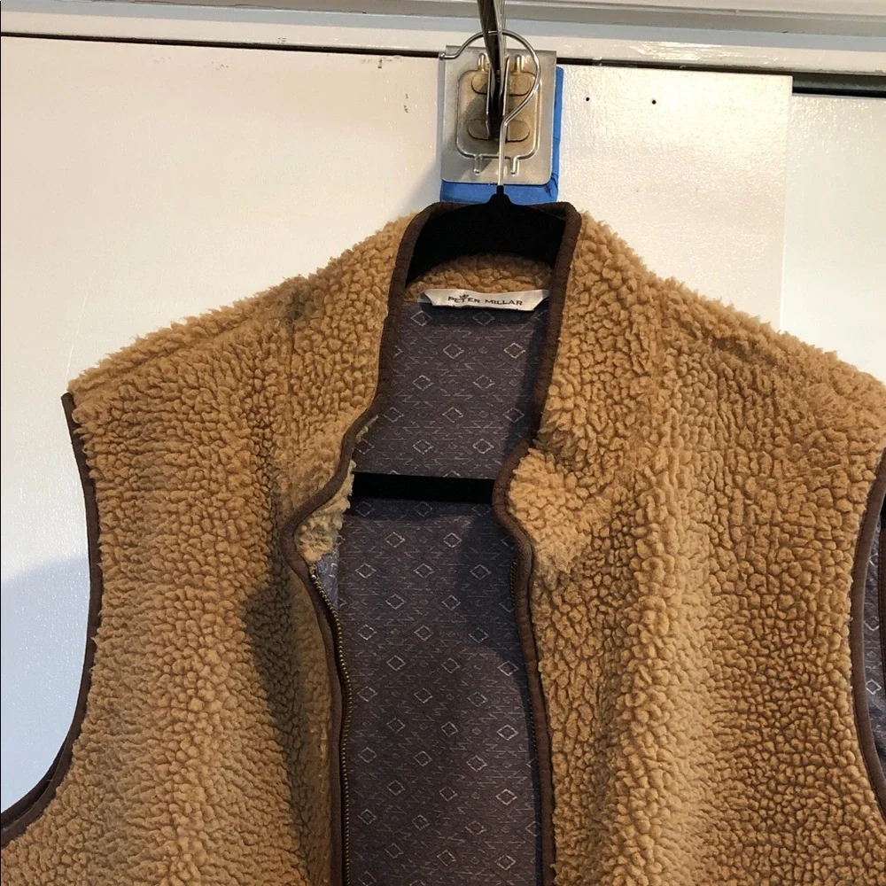 Peter Millar Tan Sherpa Fleece Vest - Picture 1 of 3